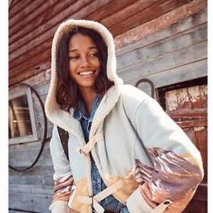 Free People Arcadia fleece landscape sweatshirt coat